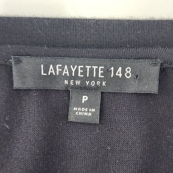 LAFAYETTE 148 NEW YORK Black Short Sleeve Soft Tee T-Shirt Top - Picture 3 of 4